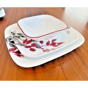 Corelle Kyoto Leaves - 1 dinner plate, 1 salad plate, 1 bowl - Set of 3 total